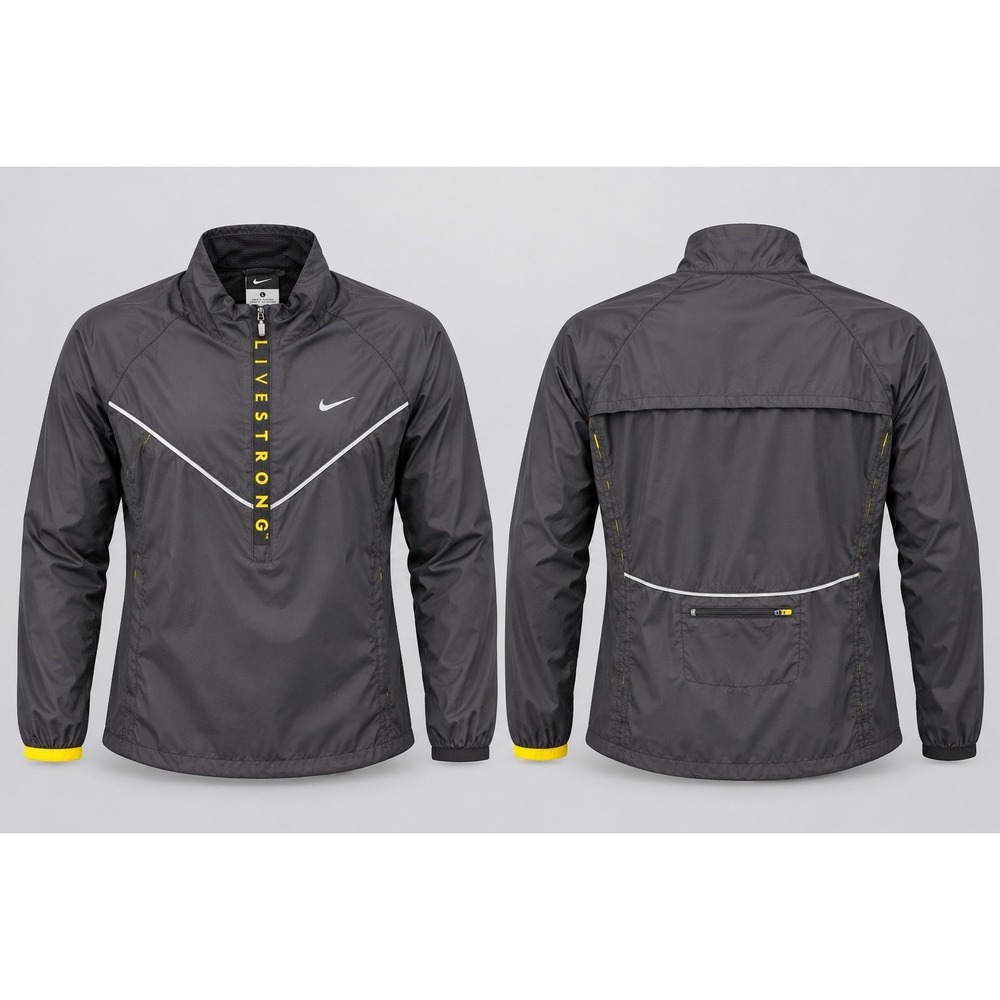 Nike Livestrong Jacket Mens Large Black 1/2 Zip Windbreaker Reflective Running